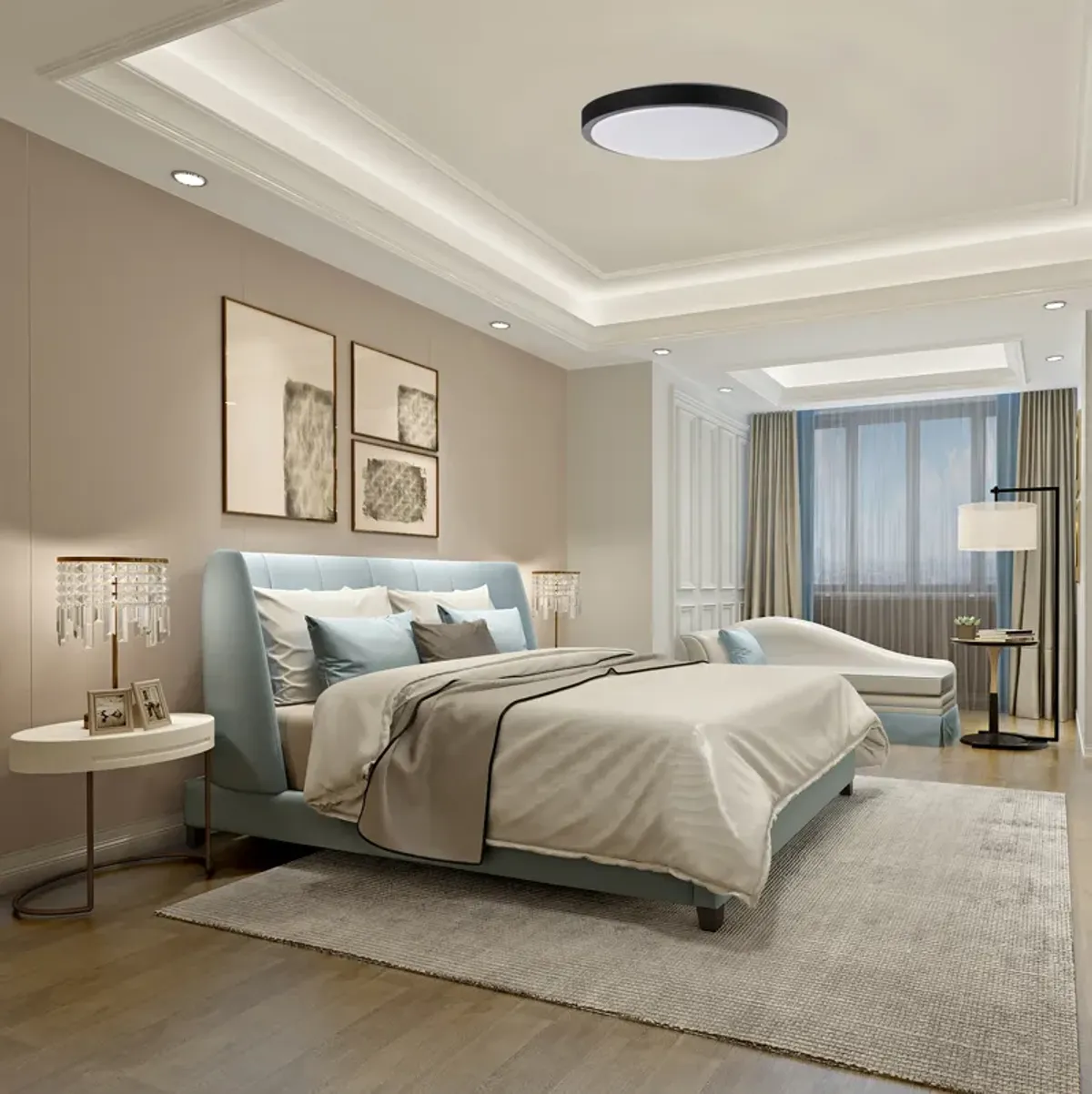 "Modern Round LED Ceiling Light Fixture Flush Mount Lighting, 6500K Daylight White, Energy-Saving with 30,000 Hour Lifetime for Residential and Commercial Space 12"" White"