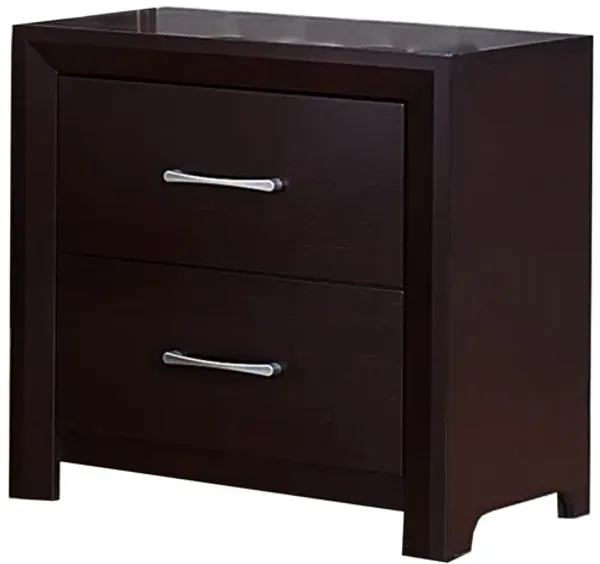 Wooden Nightstand with 2 Drawers Espresso Brown-Benzara