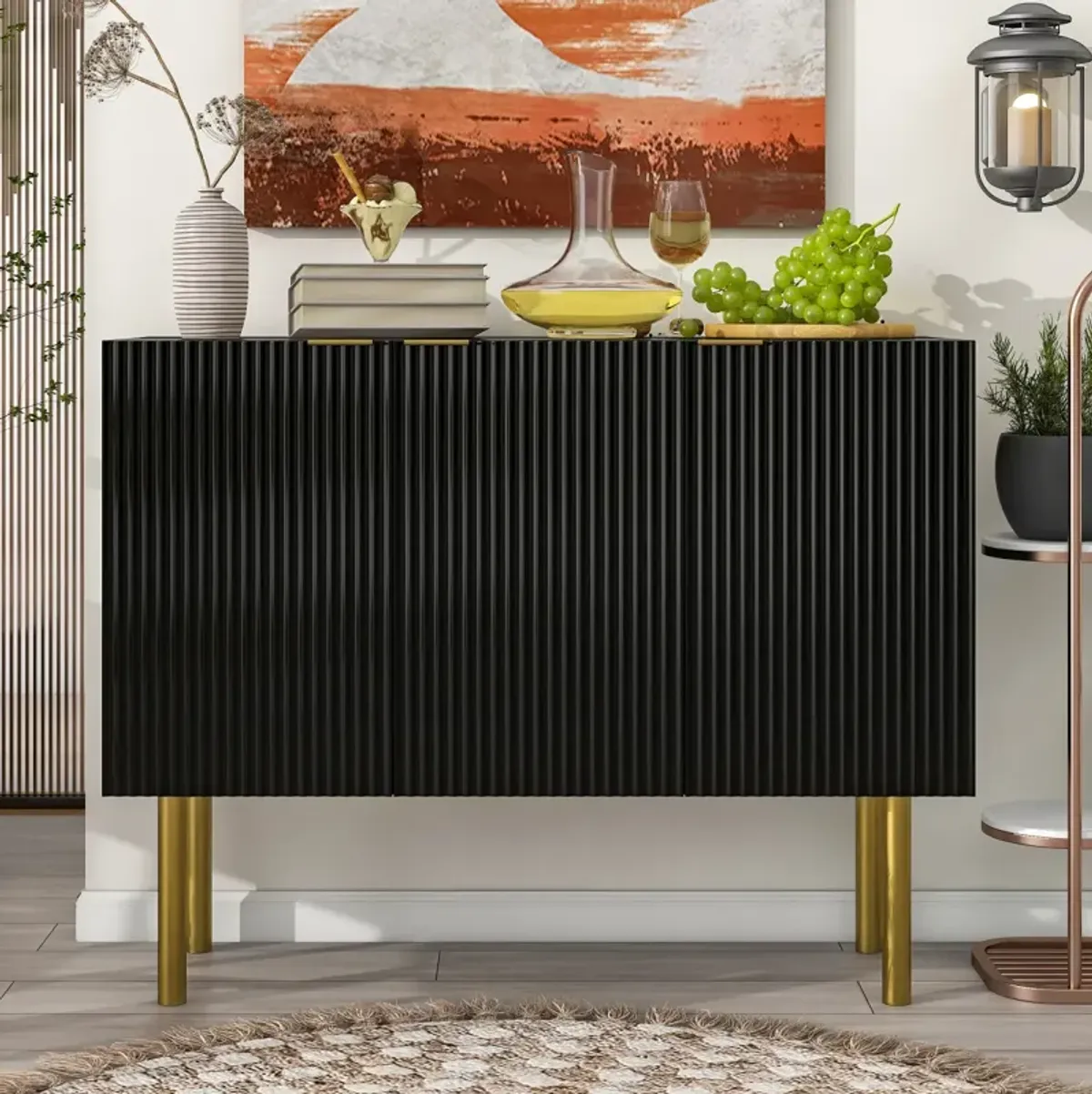 Modern Simple & Luxury Style Sideboard Particle Board & MDF Board Cabinet With Metal Leg