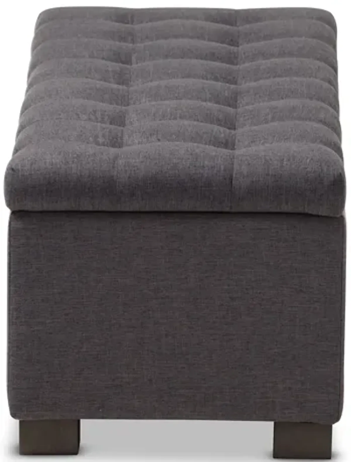 Baxton Studio Roanoke Modern Dark Grey Fabric Upholstered Grid Tufting Storage Ottoman Bench