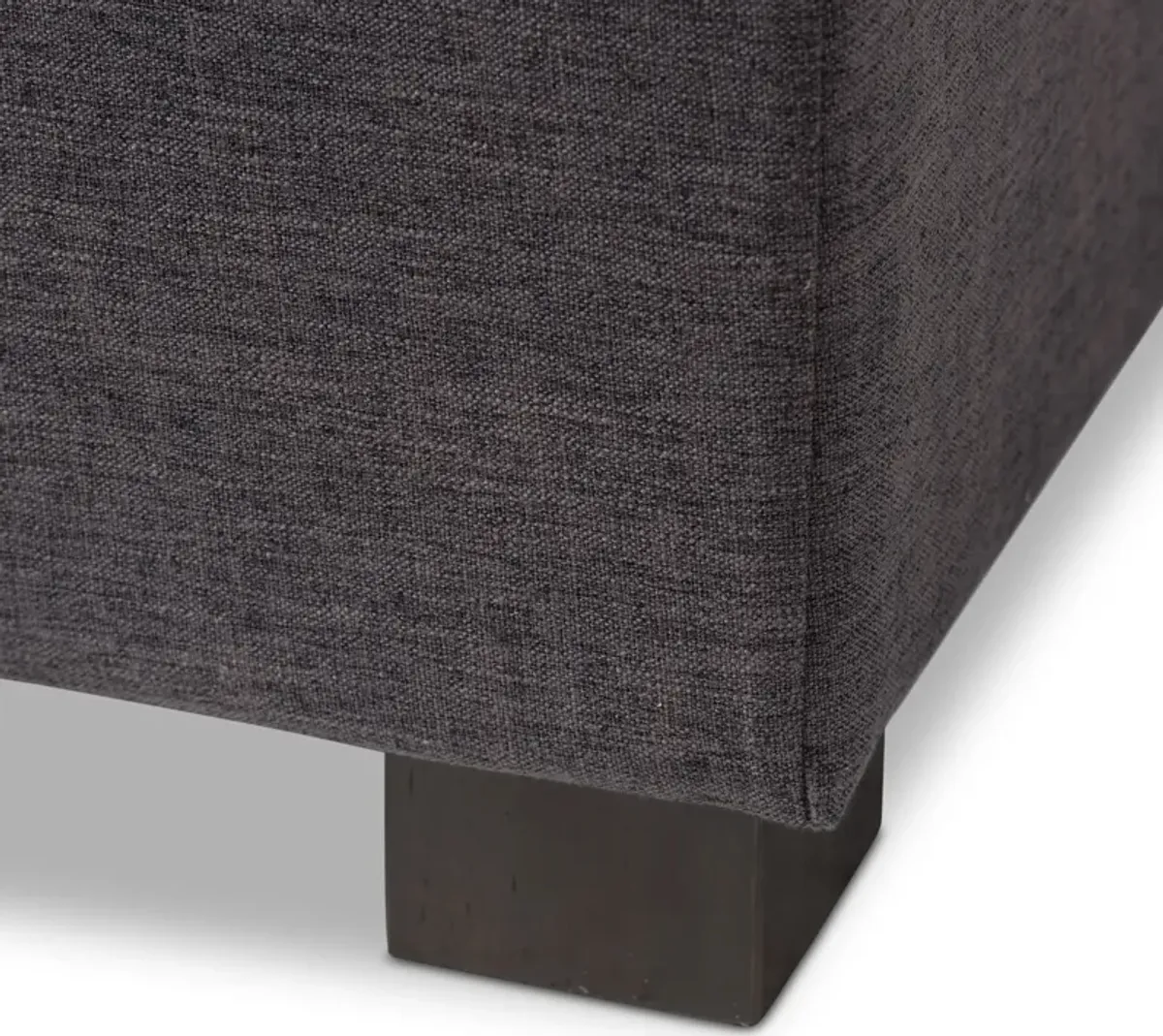 Baxton Studio Roanoke Modern Dark Grey Fabric Upholstered Grid Tufting Storage Ottoman Bench