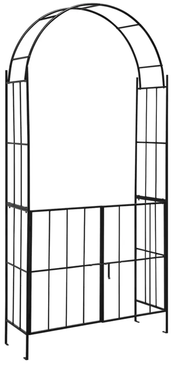 Garden Arch Arbor Trellis with Gate Patio Plant Stand Archway-Black
