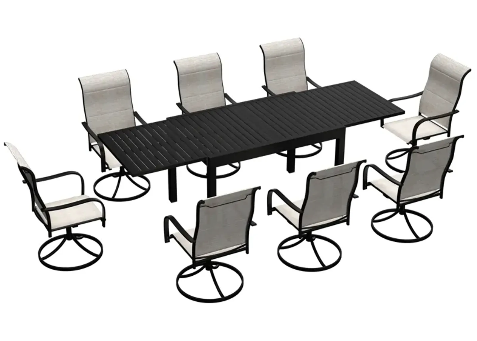 9 Piece Metal Frame Patio Dining Set, Aluminum Extendable Dining Table