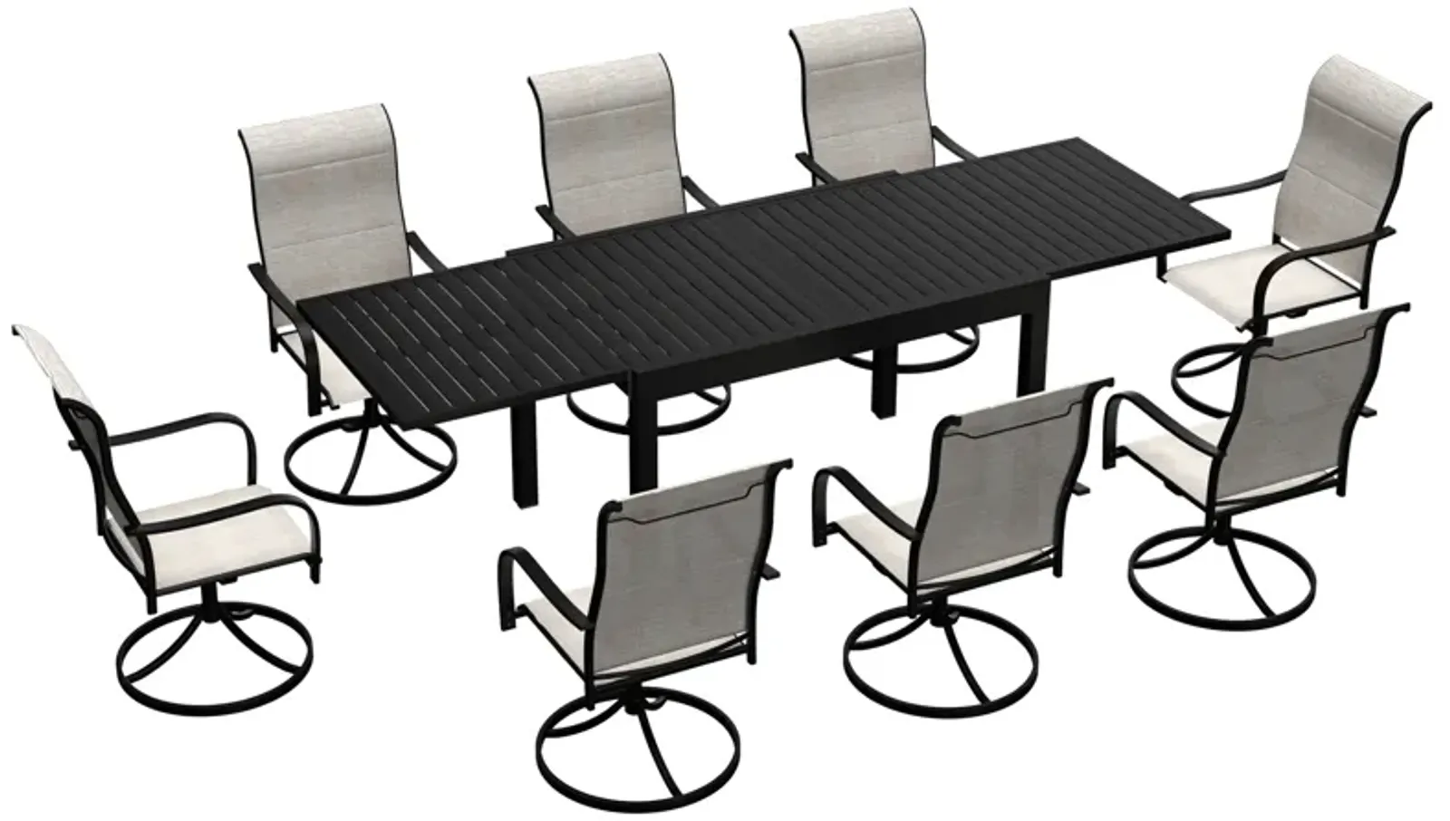 9 Piece Metal Frame Patio Dining Set, Aluminum Extendable Dining Table