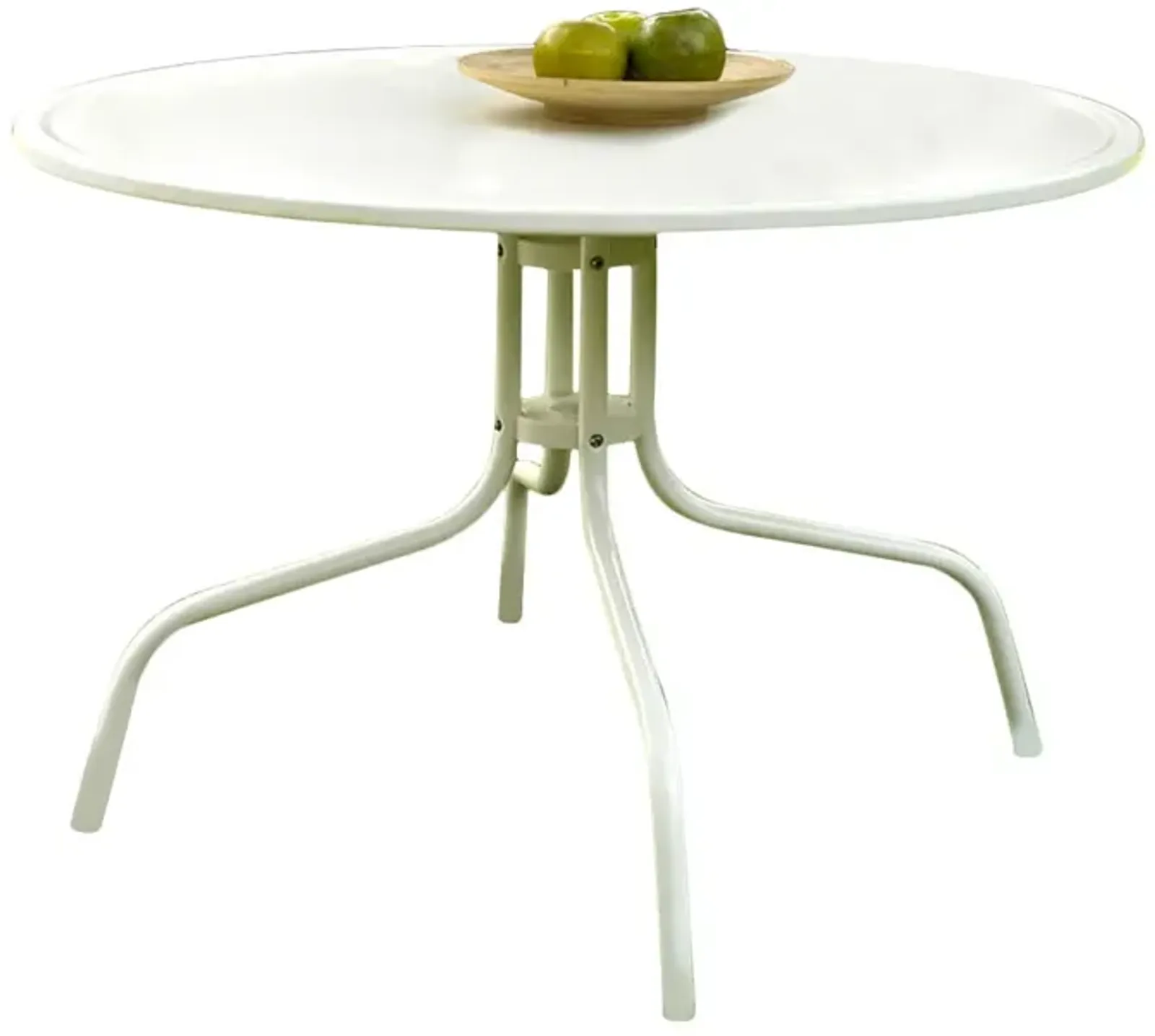 Hivvago Round Patio Dining Table in White Outdoor UV Resistant Metal