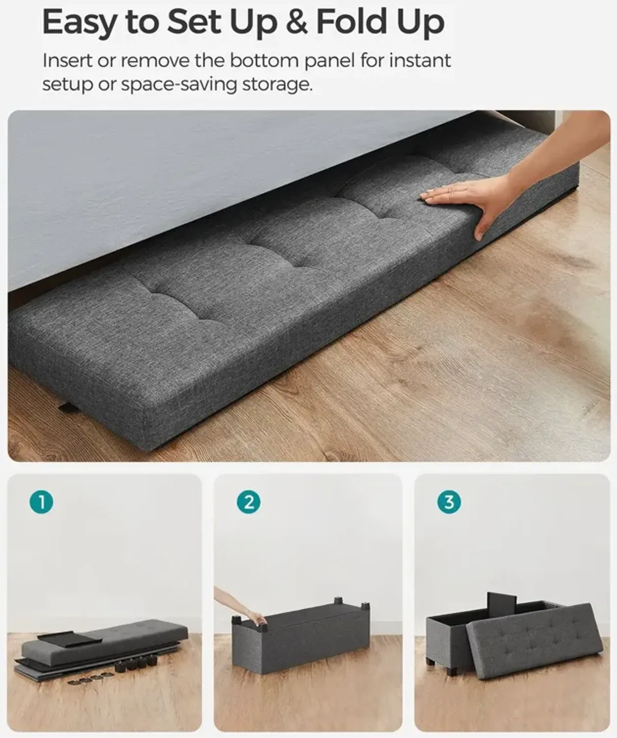 Storage Ottoman Bench for Bedroom, Living Room, or Entryway