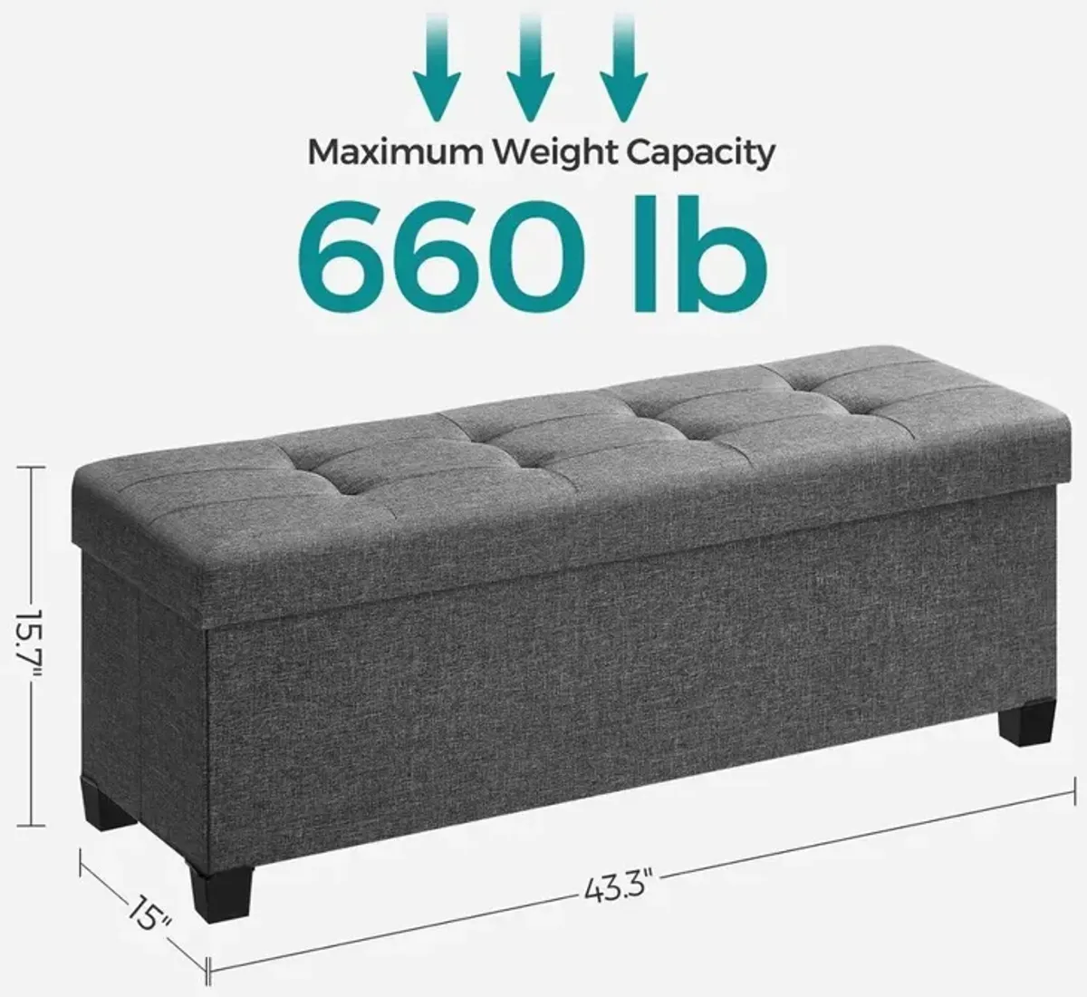 Storage Ottoman Bench for Bedroom, Living Room, or Entryway