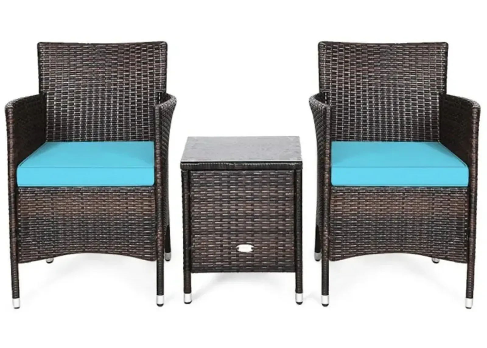 Hivvago 3 Pieces Ergonomic Wicker Patio Conversation Set