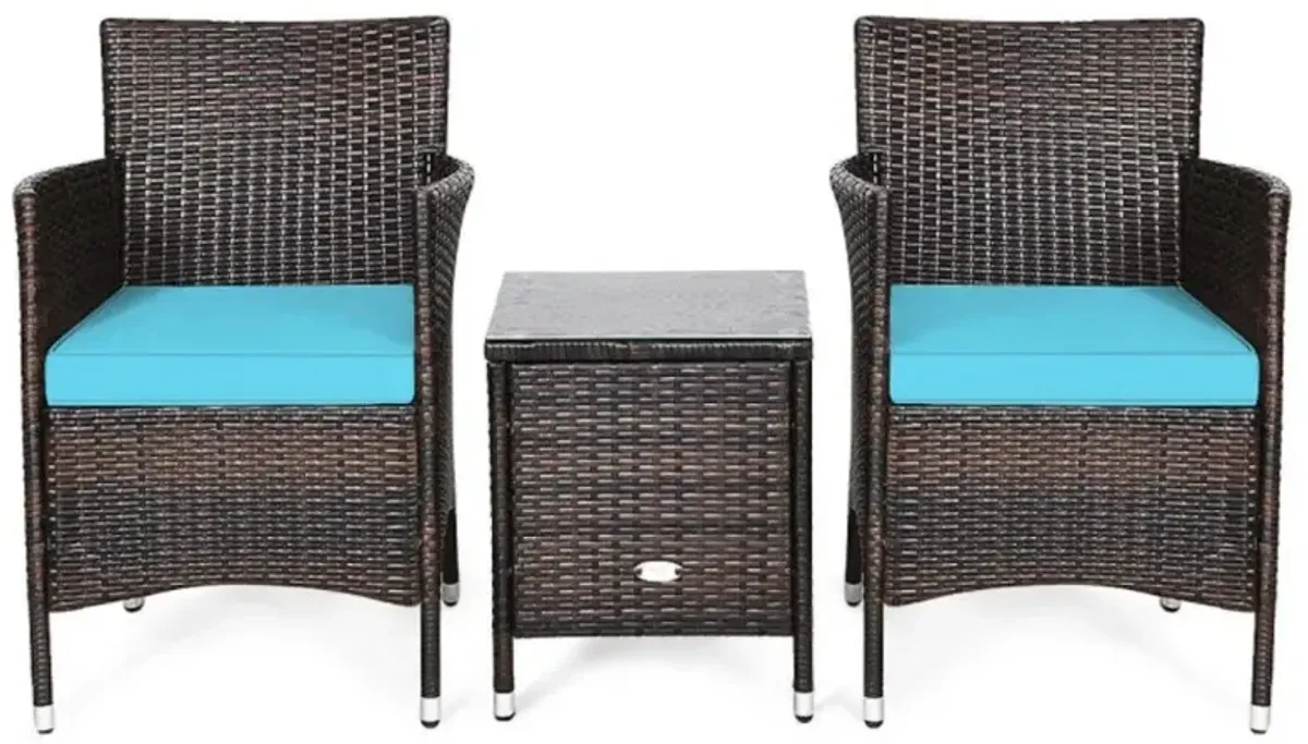 Hivvago 3 Pieces Ergonomic Wicker Patio Conversation Set