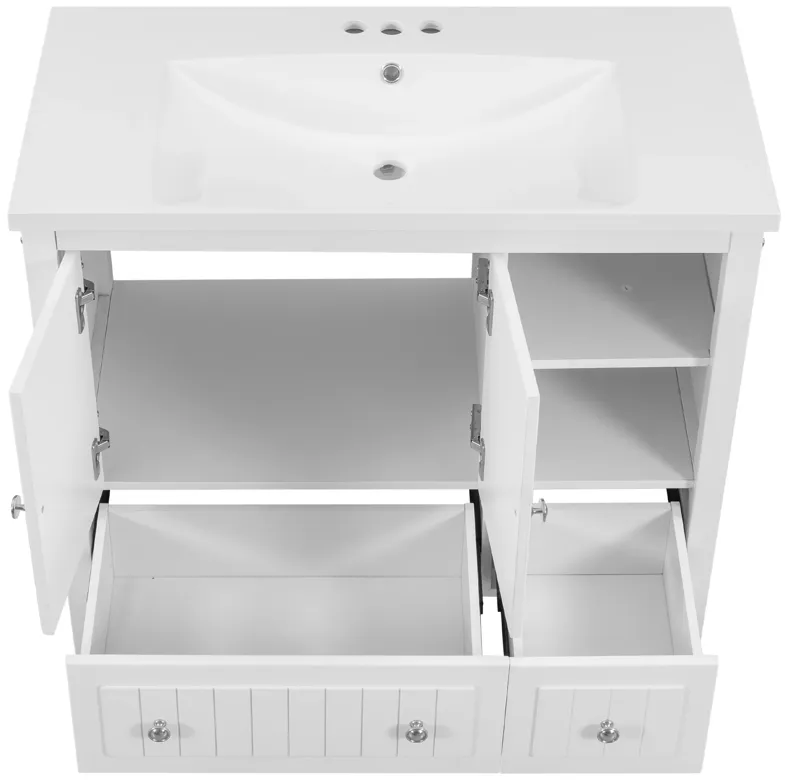 Merax Painted Finish 36" Bathroom Vanity with Ceramic Basin