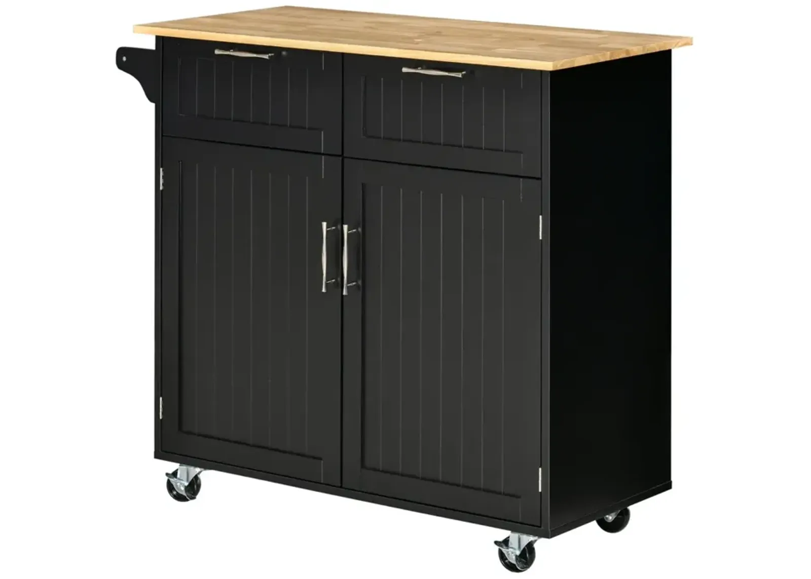 Black Kitchen Trolley: Modern Rolling Cart with Adjustable Shelving