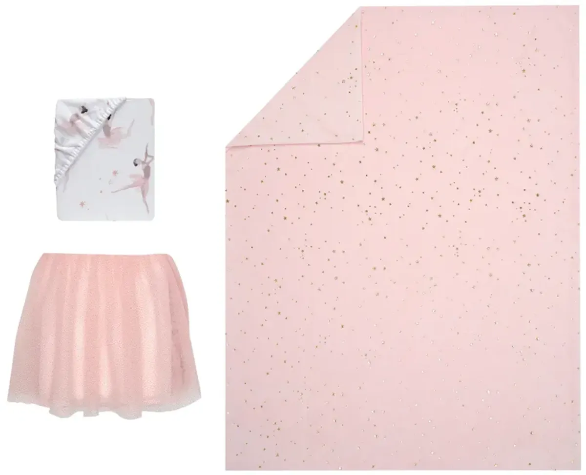 Lambs & Ivy Ballerina Baby 3-Piece Infant Nursery Baby Crib Bedding Set - Pink