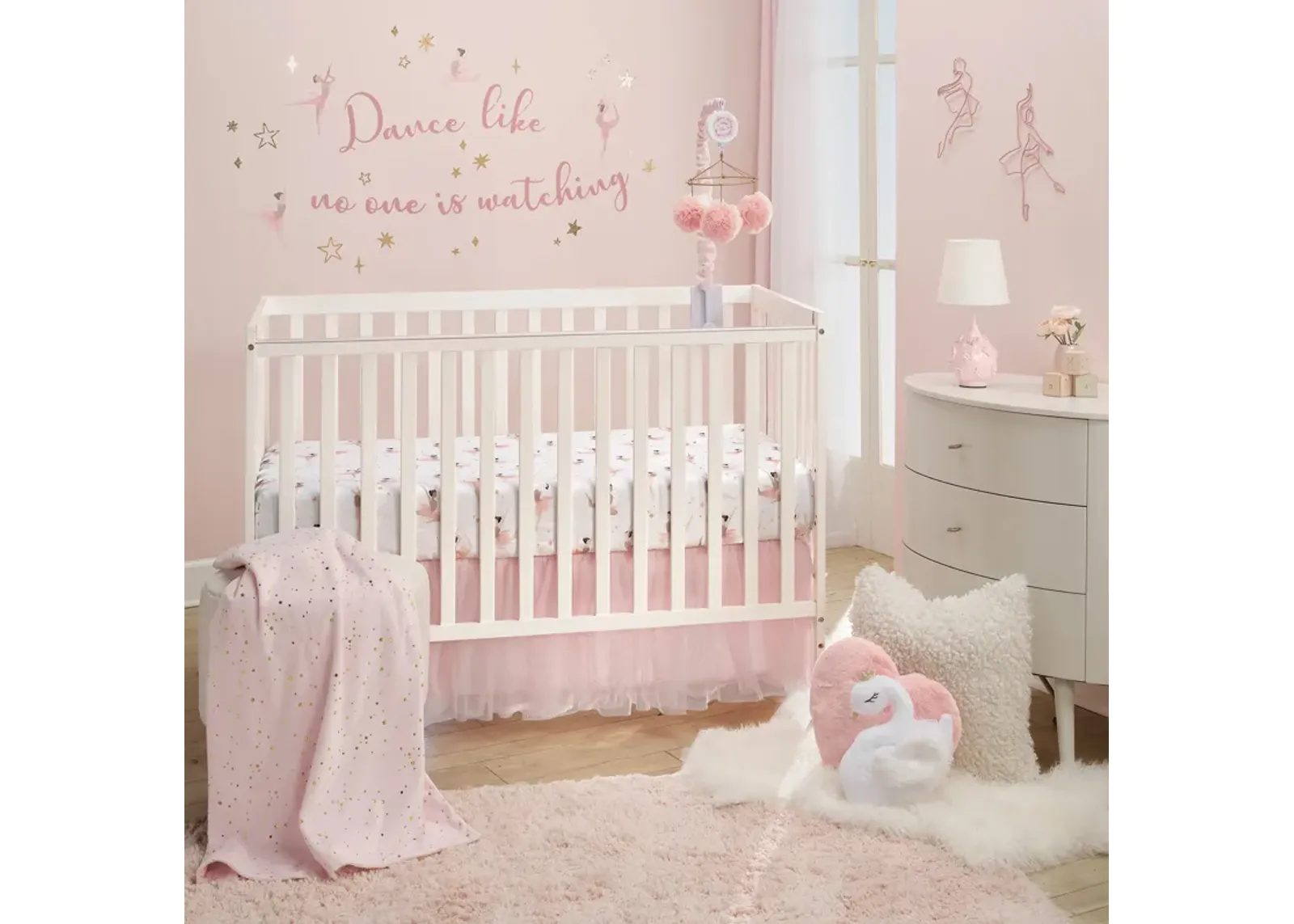 Lambs & Ivy Ballerina Baby 3-Piece Infant Nursery Baby Crib Bedding Set - Pink