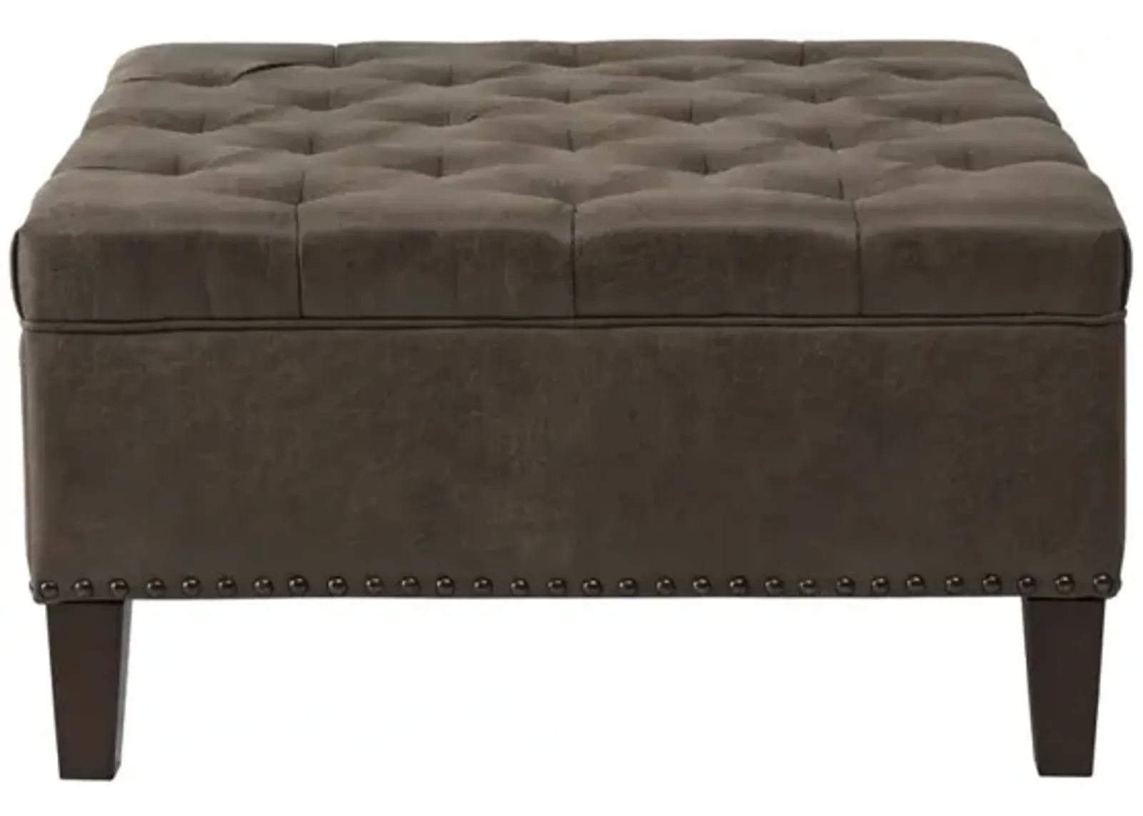 Gracie Mills Farley Button Tufted Square Cocktail Ottoman with Nailhead Accent