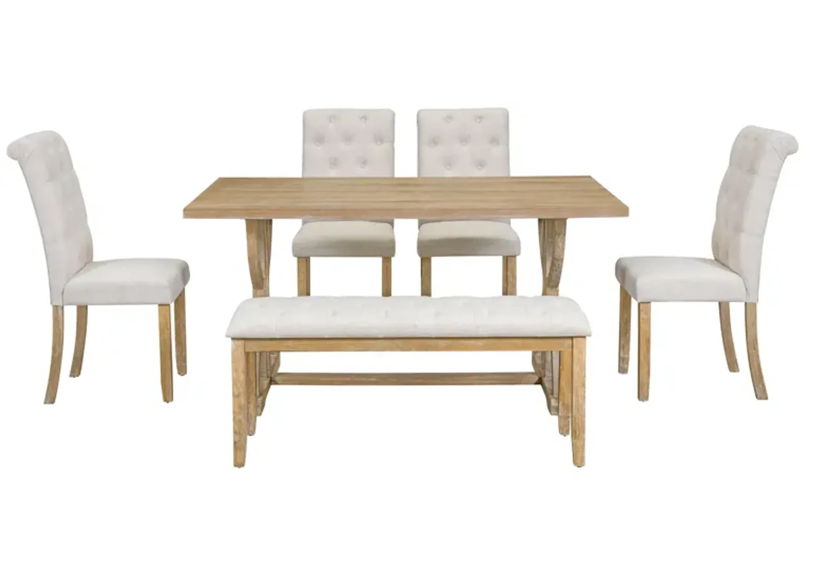 Merax 6-Piece Retro Rectangular Dining Table Set