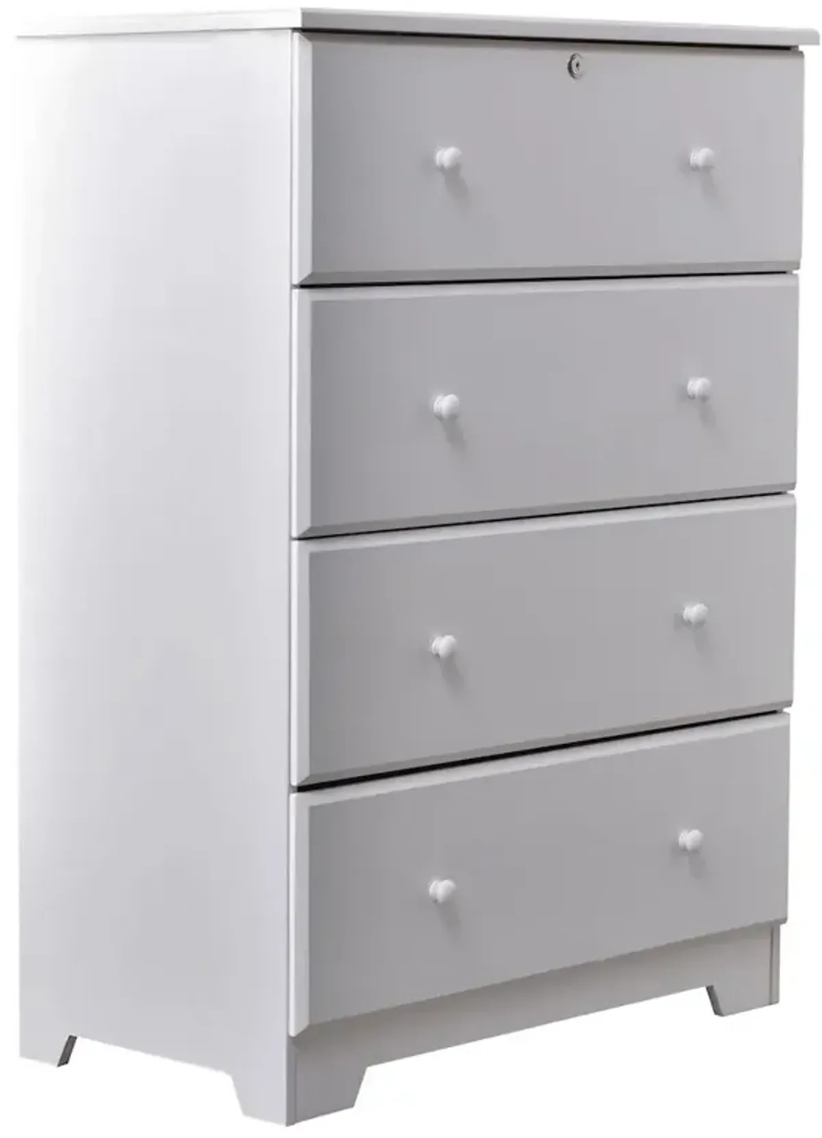 WPfurniture Isabela Collection Solid Pine Wood 4 Drawer Chest Dresser (White)