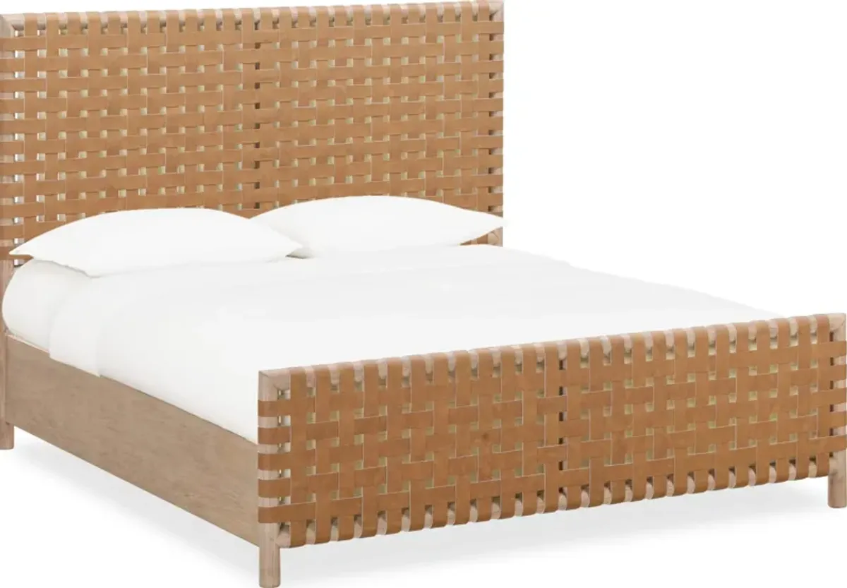 Dorsey King-size Woven Panel Bed in Granola and Ginger