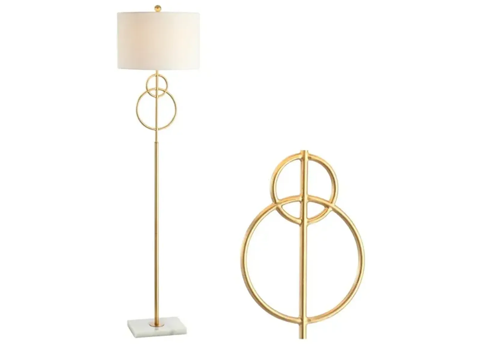 Haines Modern Circle Marble/Metal LED Floor Lamp