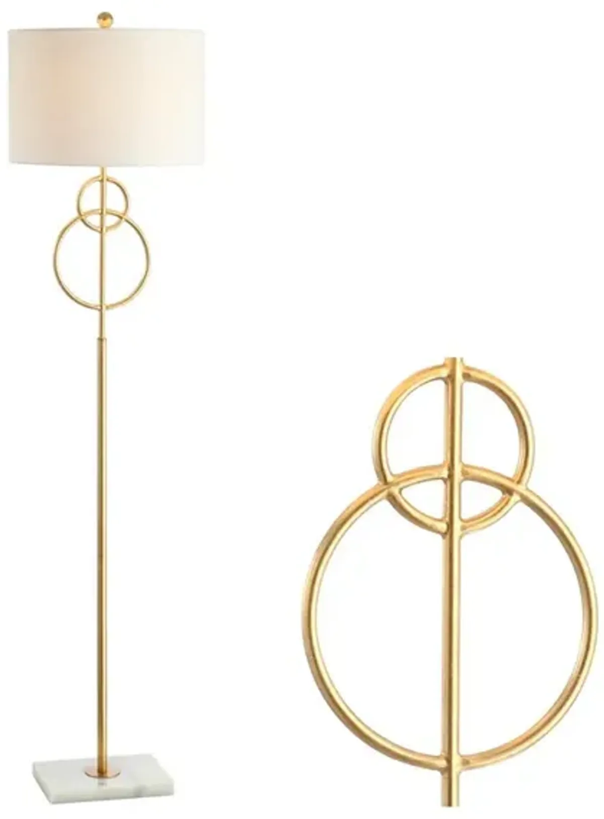 Haines Modern Circle Marble/Metal LED Floor Lamp