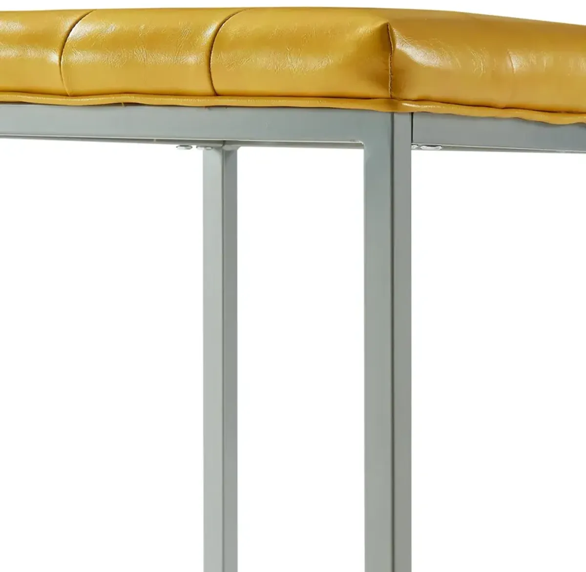 Hivvago 18" Golden Yellow Faux Leather And Silver Cube Ottoman