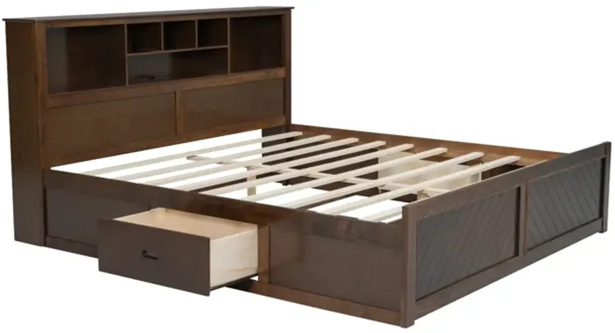 Merax Wood Platform Bed with Multi-storage Headboard