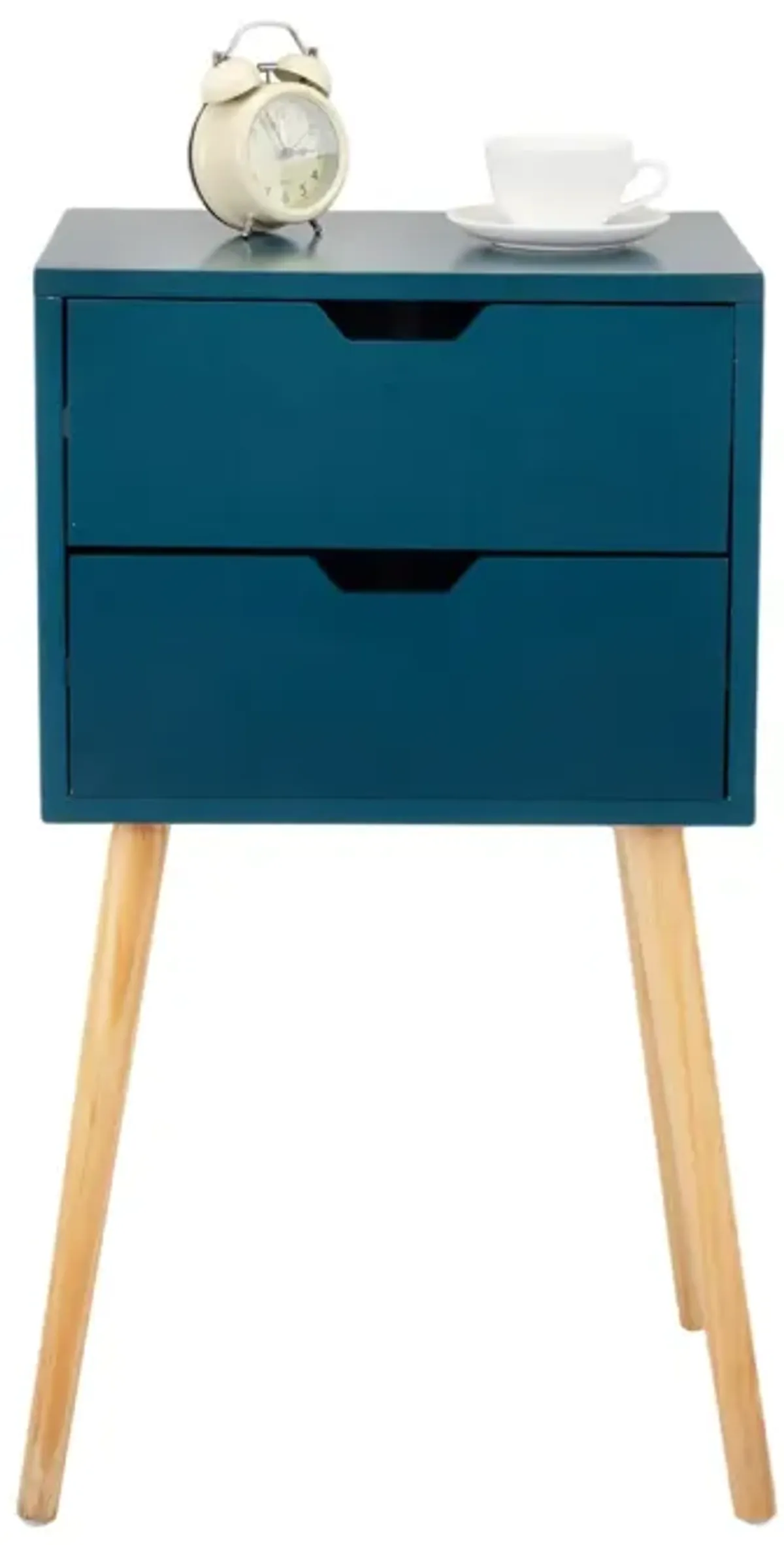 Mid Century Blue Nightstands with Drawers