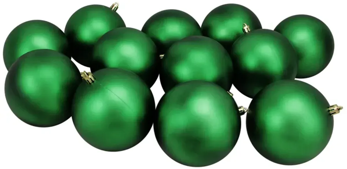 12ct Xmas Green Shatterproof Matte Christmas Ball Ornaments 4" (100mm)