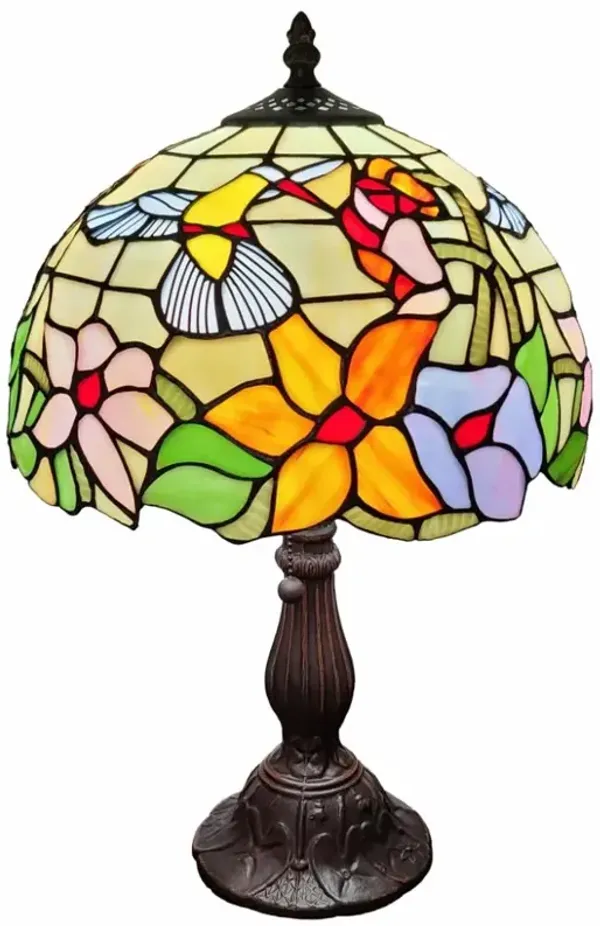 Hivvago 19" Dark Brown Metal Candlestick Table Lamp With Ivory Dome Shade