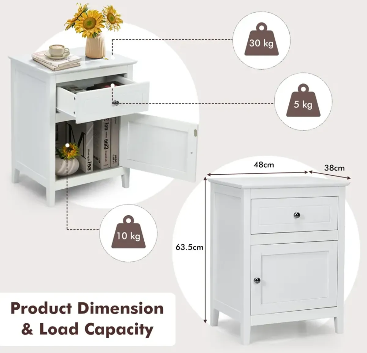 2-Tier Accent Table with Spacious Tabletop