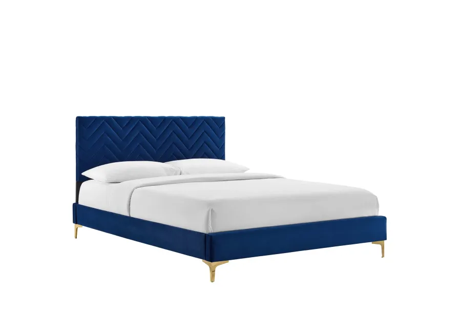 Modway - Leah Chevron Tufted Performance Velvet Queen Platform Bed