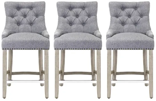 WestinTrends 24" Linen Fabric Tufted Upholstered Counter Stool (Set of 3)