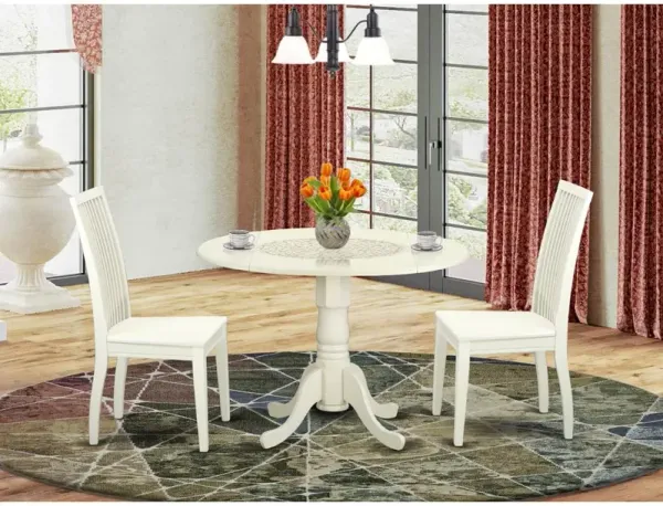 East West Furniture Dining Room Set Linen White, DLIP3-LWH-W