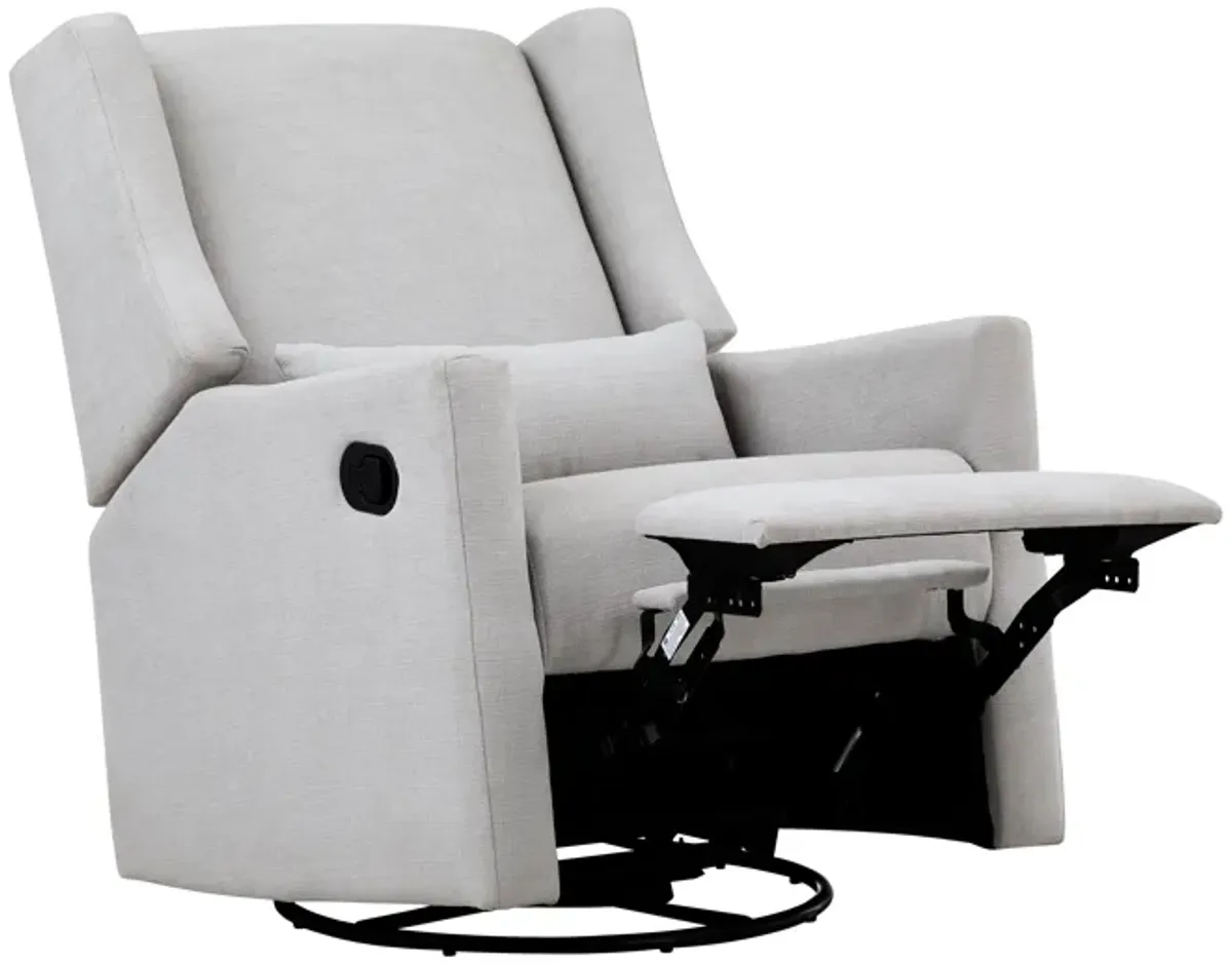 Pronto Swivel Glider Recliner with Pillow Blanco Fabric