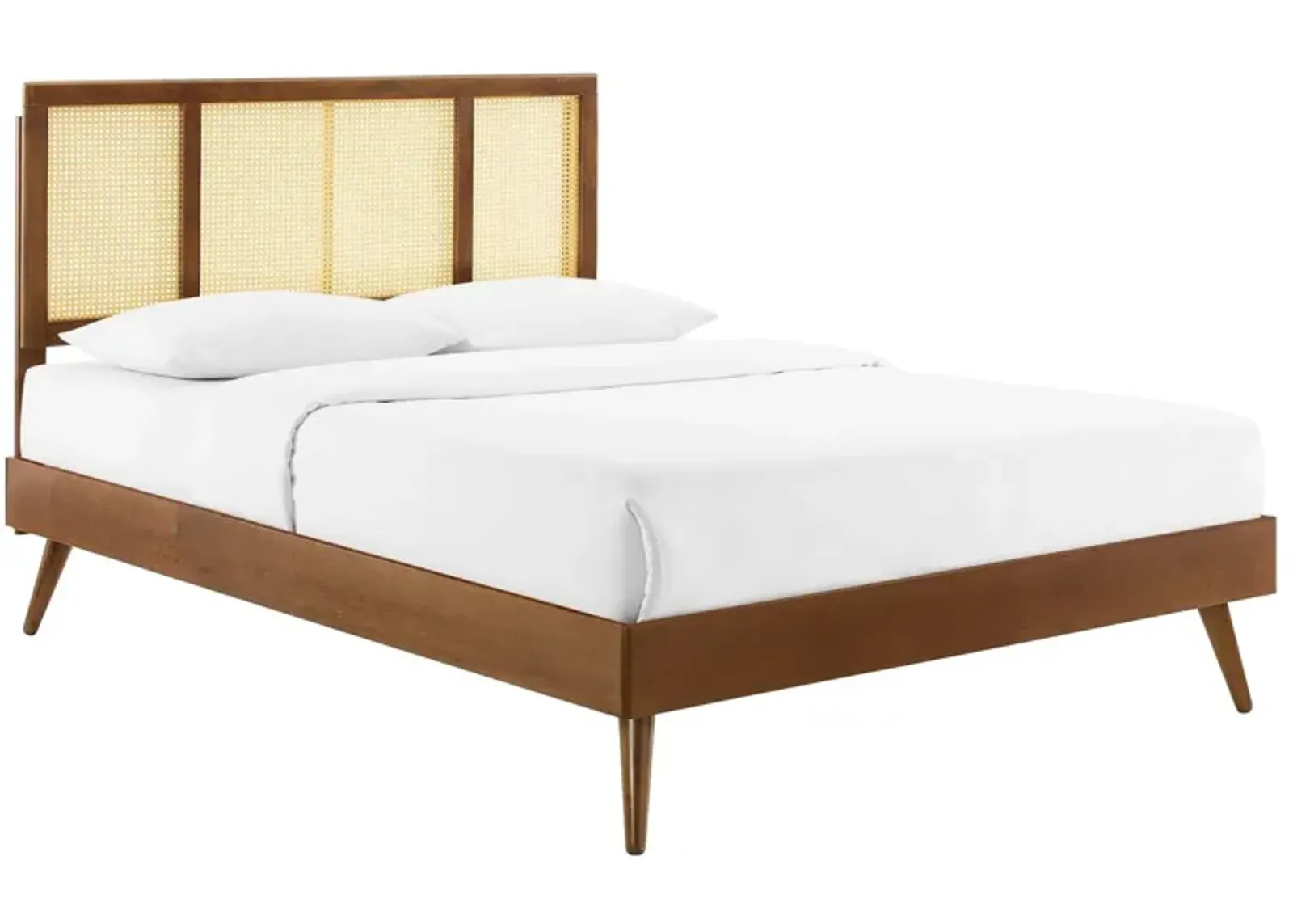 Modway - Kelsea Cane and Wood Full Platform Bed with Splayed Legs