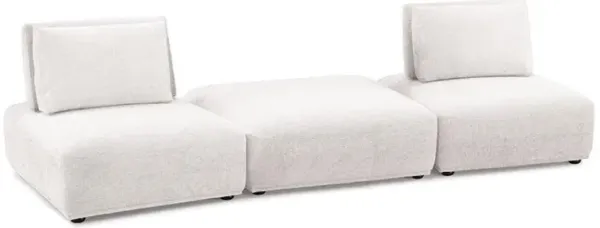Stavan Modular 2 Seat Sofa, Ottoman, White Boucle, Adjustable Backs - Benzara