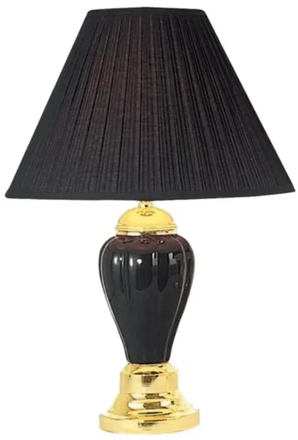 Hivvago 27" Black and Gold Ceramic Urn Table Lamp With Black Empire Shade