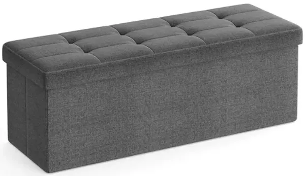 Long Folding Ottoman with Storage and Divider – 43" Upholstered Bench and Foot Stool for Home Organization