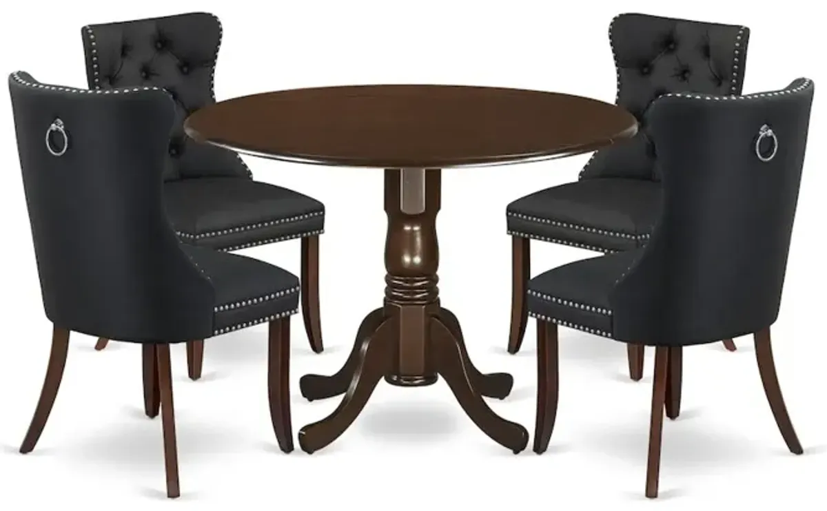 5 Piece Dining Room Set Consists of a Round Kitchen Table with Dropleaf
