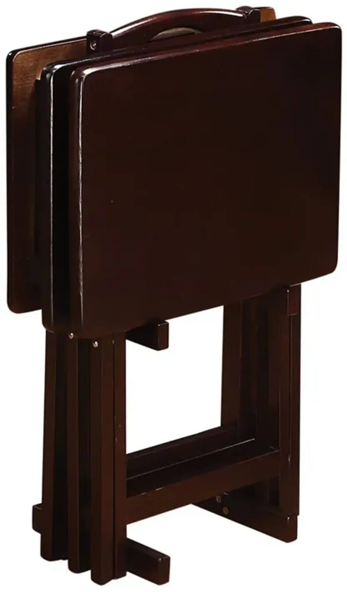 5 Piece Rectangular Wooden Tray Table Set, Brown - Benzara