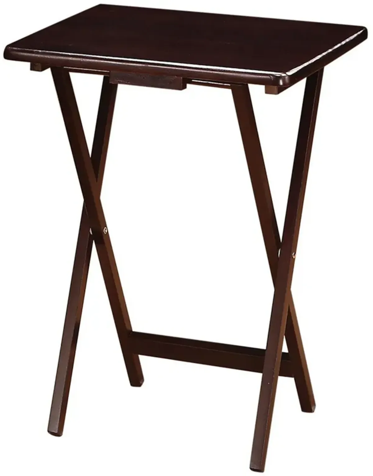 5 Piece Rectangular Wooden Tray Table Set, Brown - Benzara