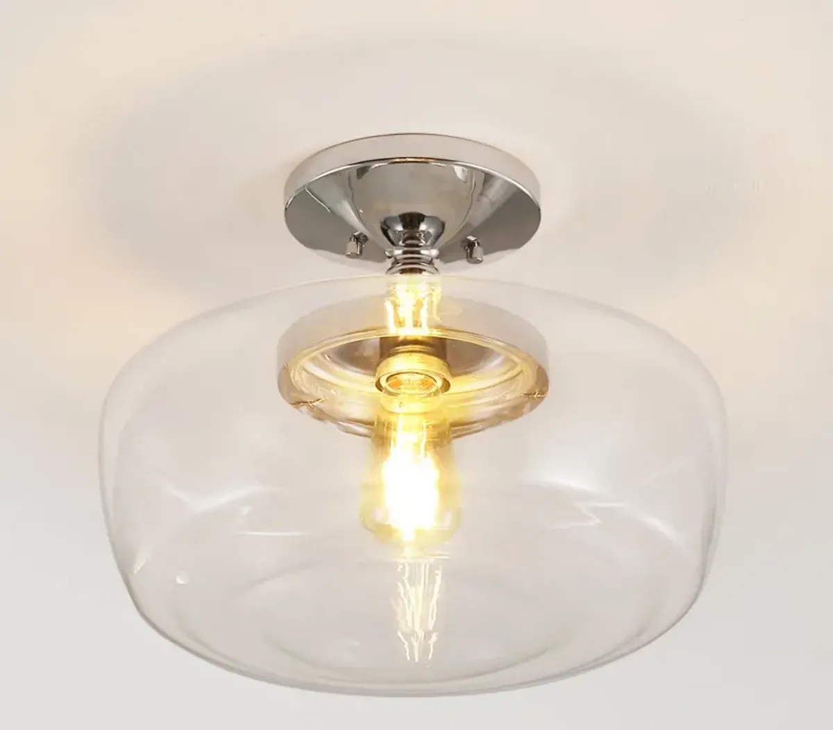 Marfa Glass/Iron Farmhouse Modern LED Flush Mount