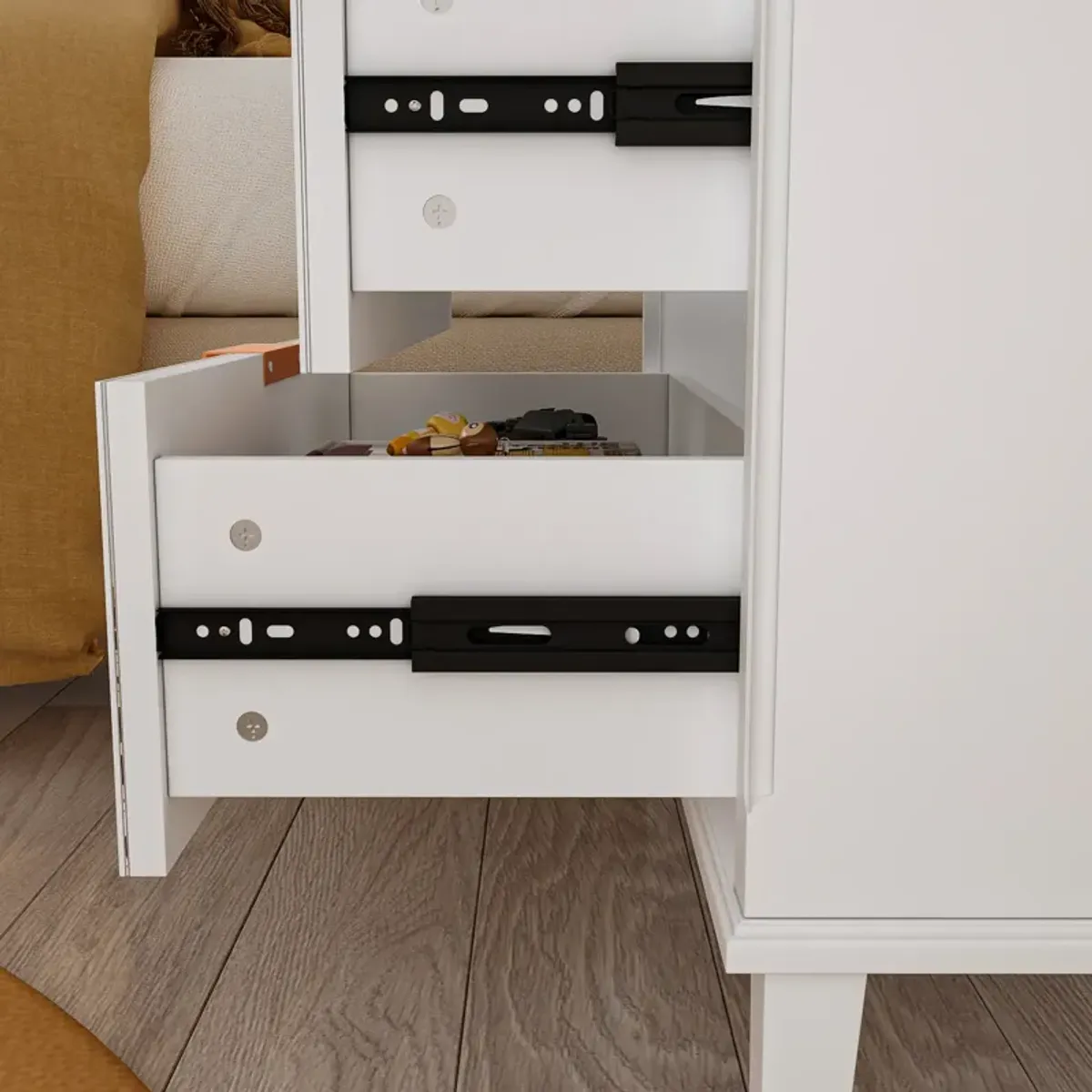 3-Drawers White Wood Mirrored Paint Nightstands Bedside Table with Mirror Finish (28.5 in. H x 11.8 in. D x 26 in. W)