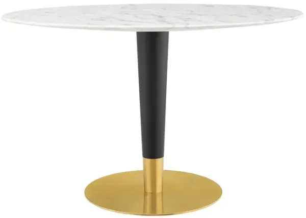 Modway - Zinque 48" Oval Artificial Marble Dining Table Gold White