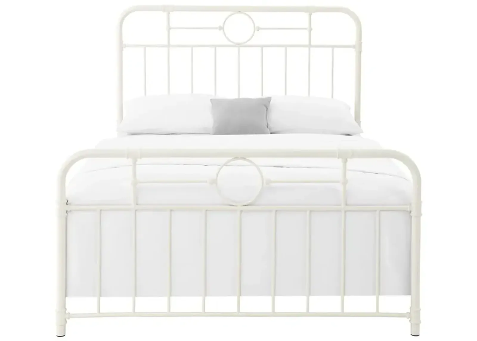 Belen Kox Vintage Industrial Queen Bedframe - Antique White, Belen Kox