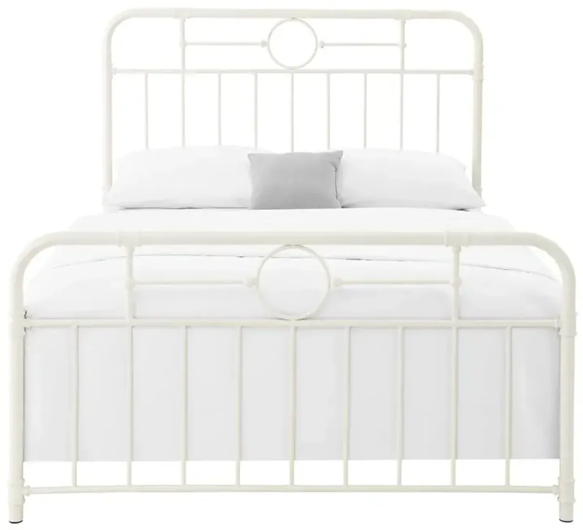 Belen Kox Vintage Industrial Queen Bedframe - Antique White, Belen Kox