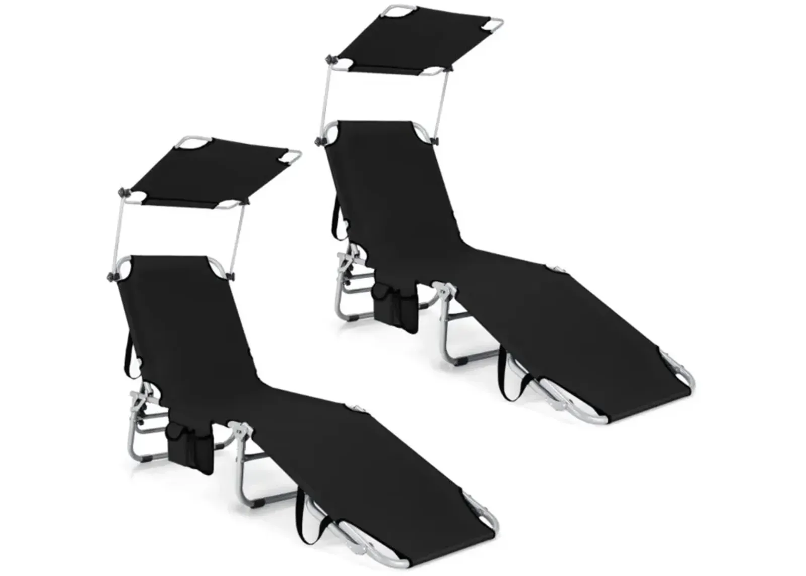 Hivvago Set of 2 Portable Reclining Chair with 5 Adjustable Positions-Black