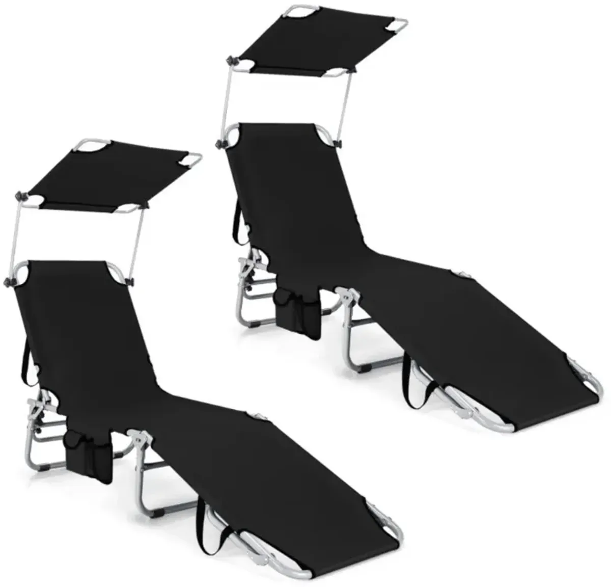 Hivvago Set of 2 Portable Reclining Chair with 5 Adjustable Positions-Black