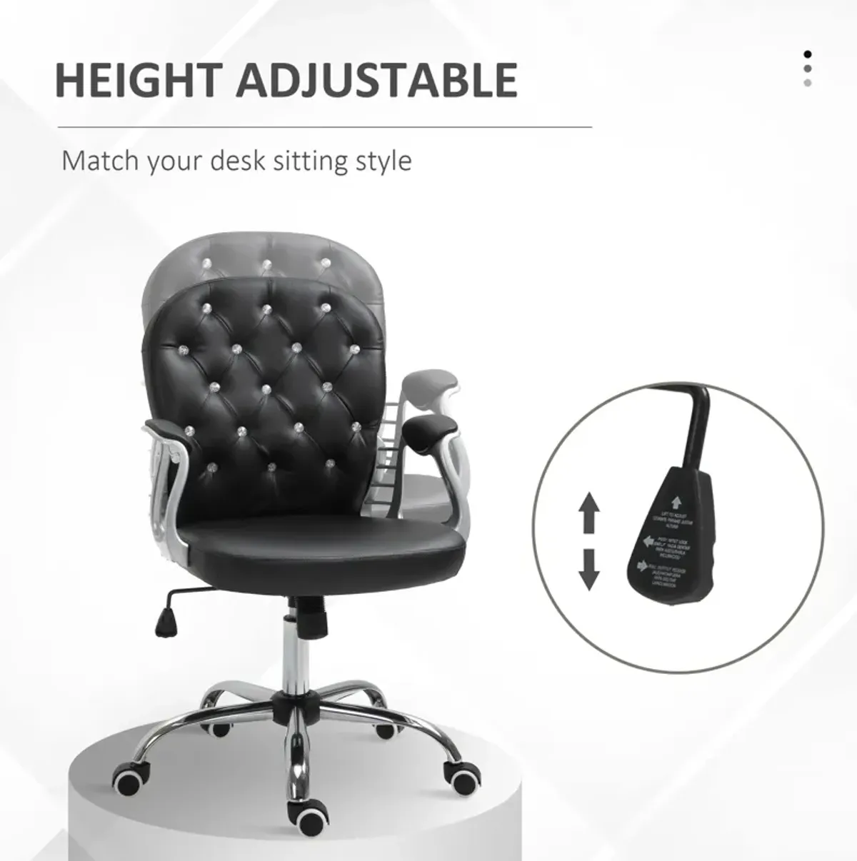 Black Office Chic: Tufted Backrest Adjustable Swivel Task Chair