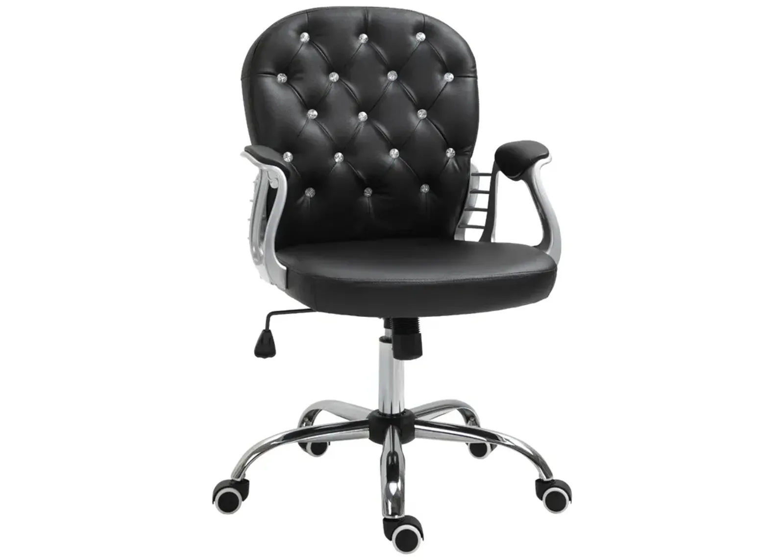 Black Office Chic: Tufted Backrest Adjustable Swivel Task Chair