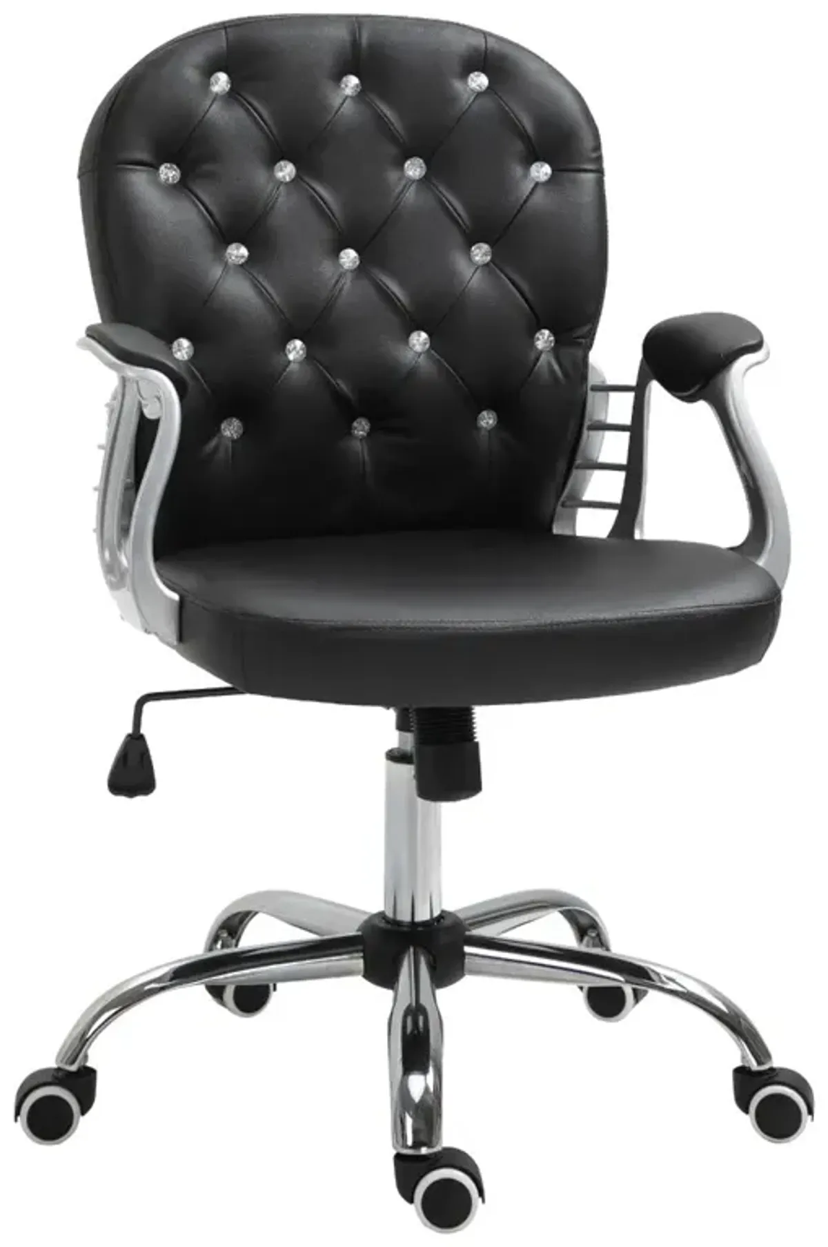 Black Office Chic: Tufted Backrest Adjustable Swivel Task Chair